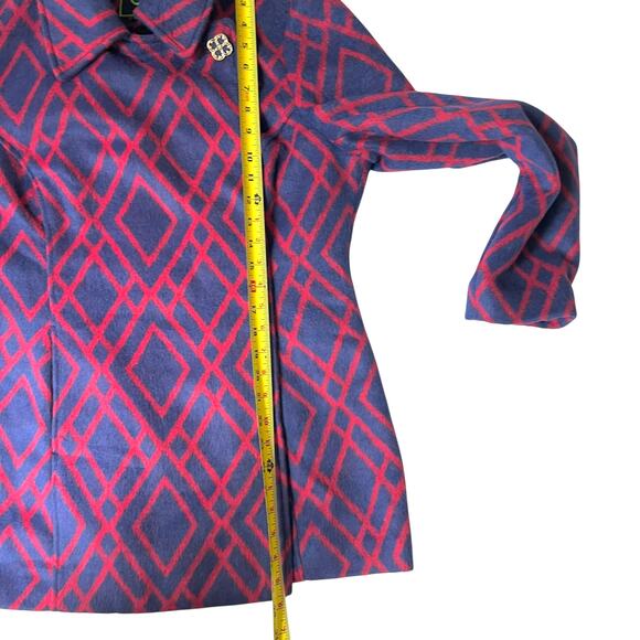 C. Wonder Blue Red Geometric Wool Blend Coat NWT - Picture 5 of 8